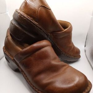 B.O.C Peggy Brown Leather Clogs Women's 8 8.5 Nurse Excellent Condition Shoes